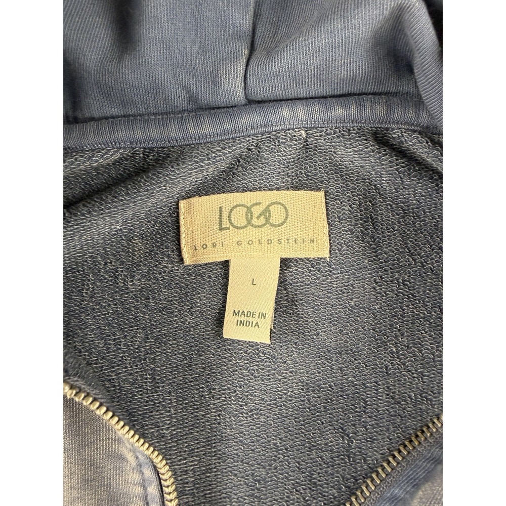 Logo Lounge Womens Size LARGE Blue Long Sleeve Zip Up Tunic Hoodie - Picture 3 of 7